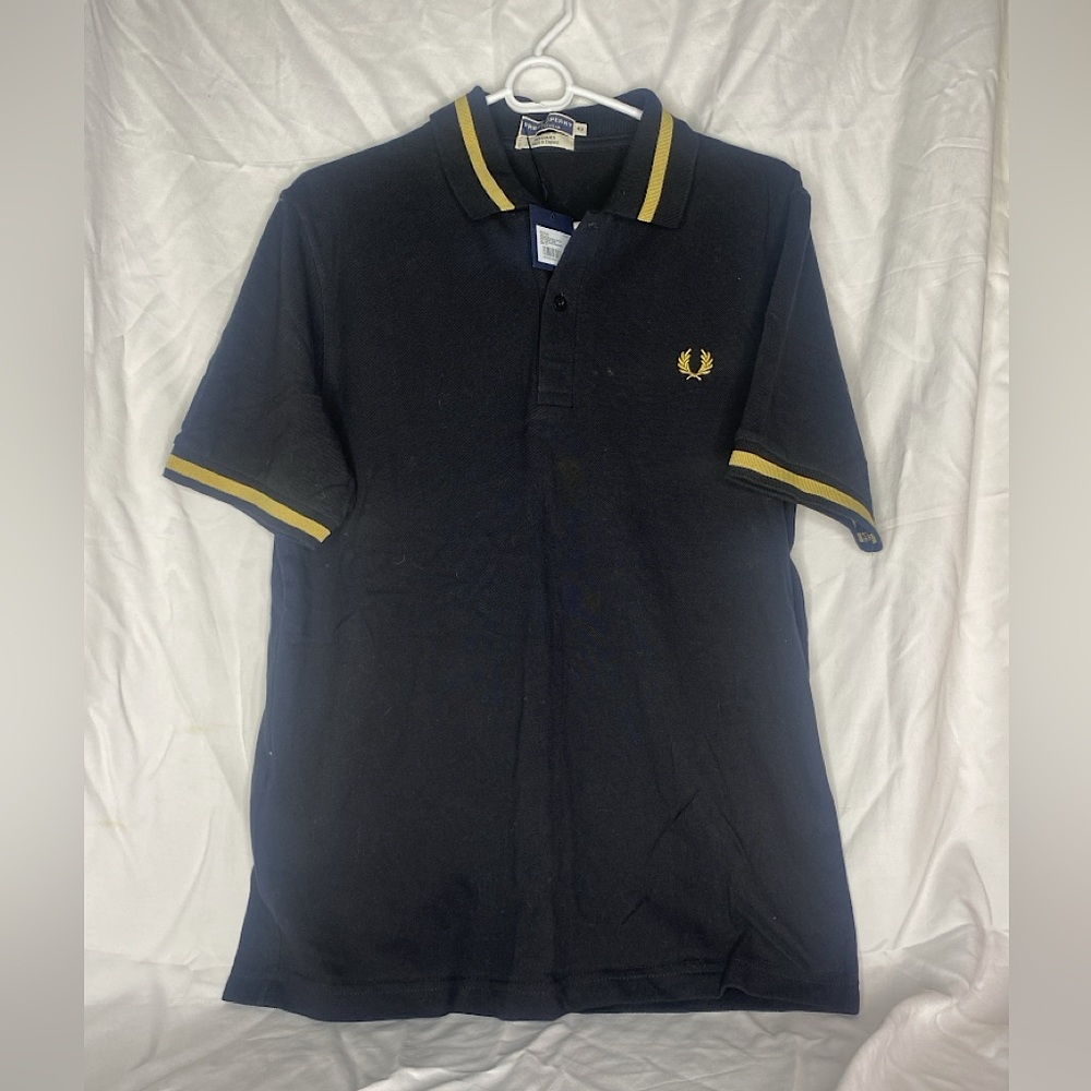 Fred Perry Single Tipped Polo Shirt - Size L Black / Champagne
